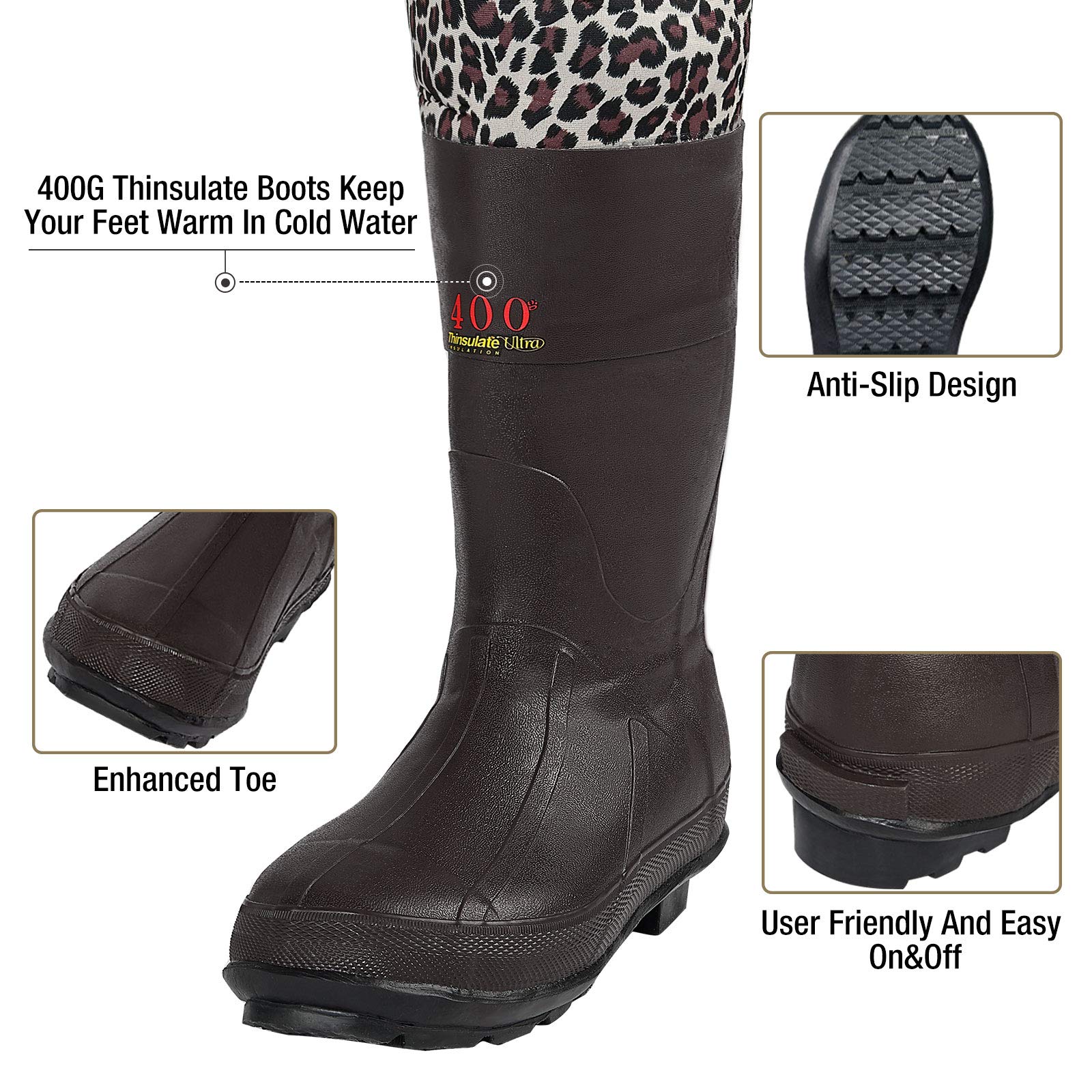 HISEA insulated boots with 400g Thinsulate keep toes warm during long hunts