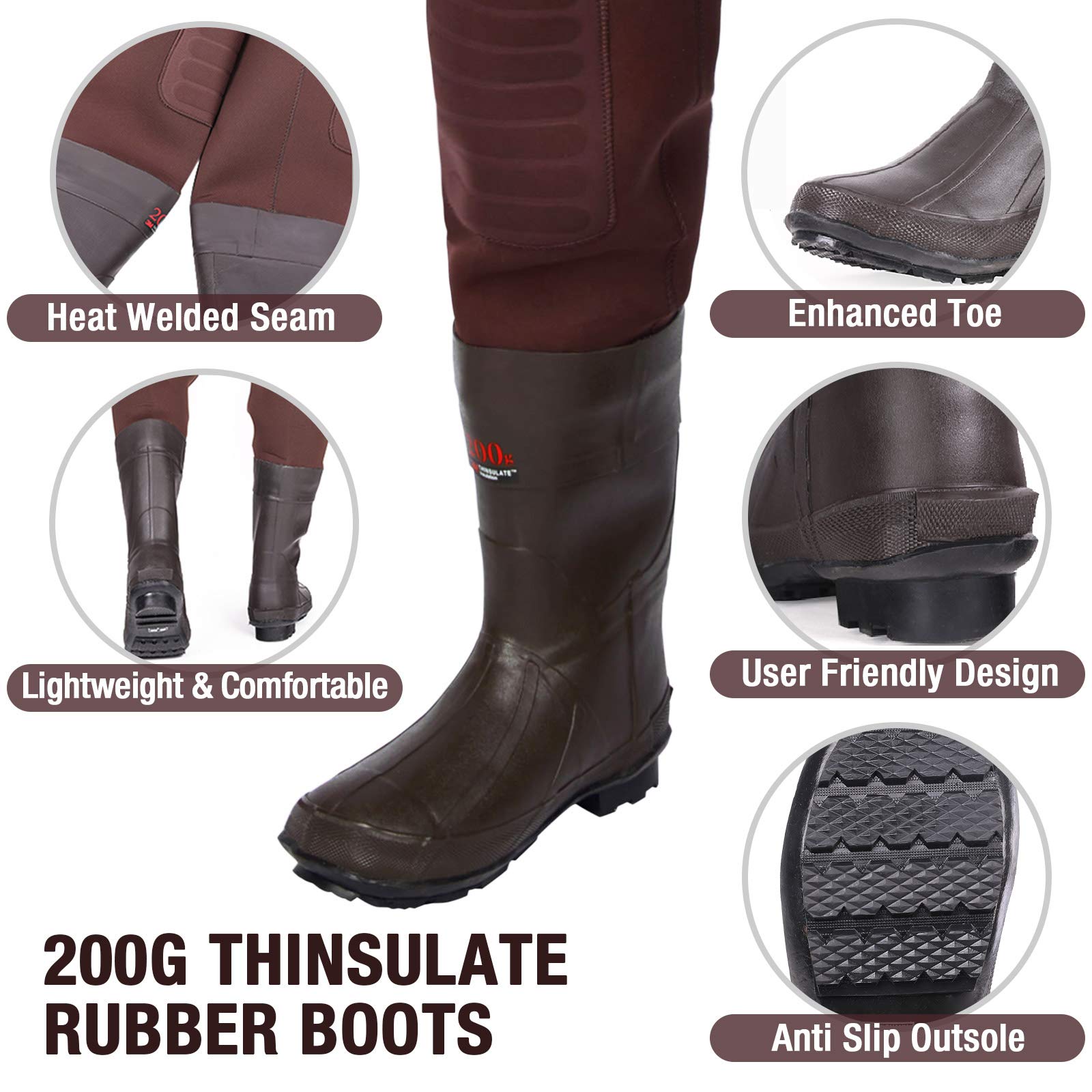 HISEA neoprene chest waders waterproof seams prevent leaks for long days