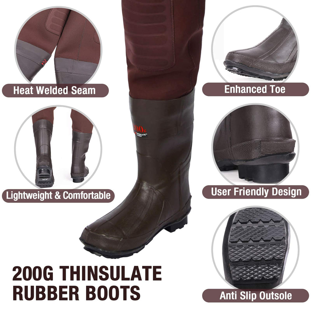 HISEA neoprene chest waders waterproof seams prevent leaks for long days