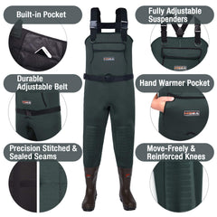 HISEA waterproof seams and welds show durable, leak-free waders