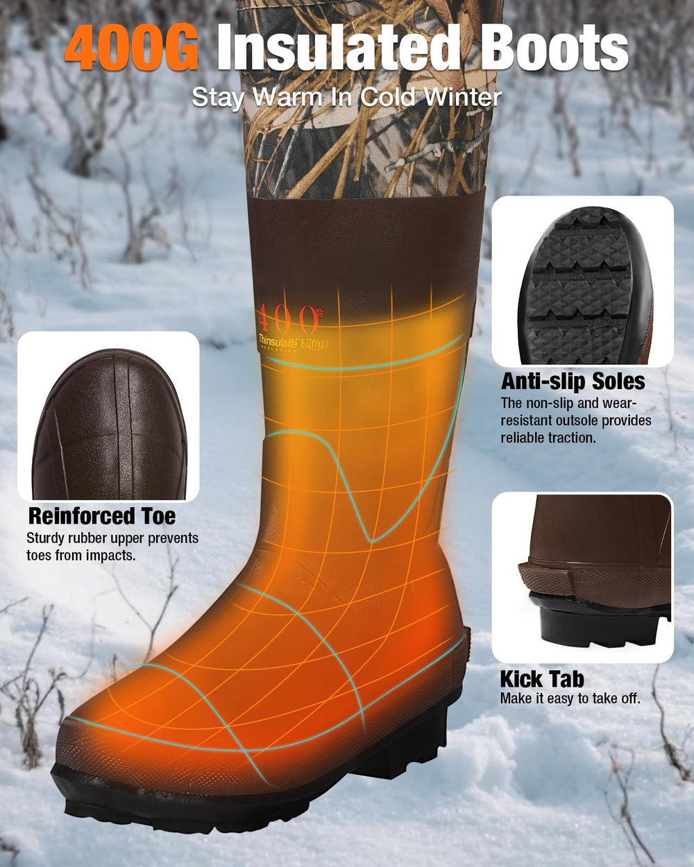 HISEA Womens Chest Waders Leopard print look adds style to practical waterproof gear.