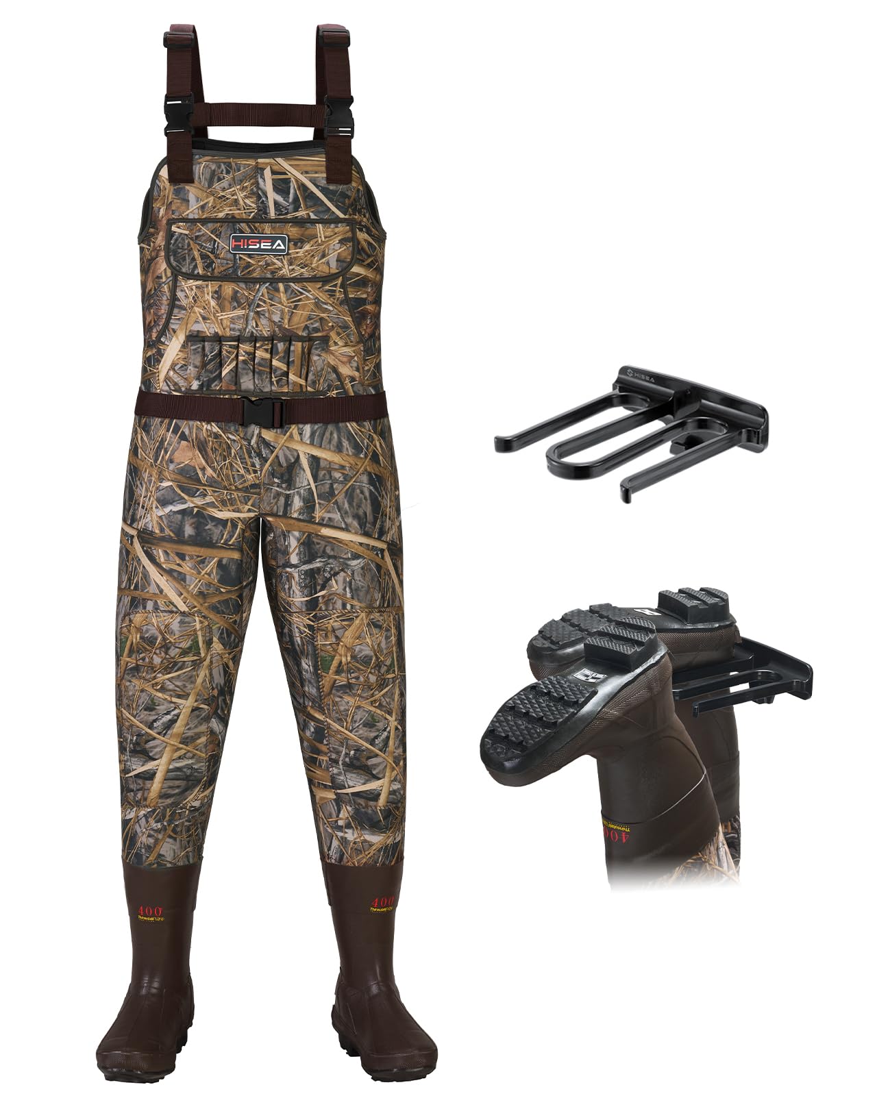 HISEA Womens Chest Waders warm neoprene close-up shows insulation for chilly days.