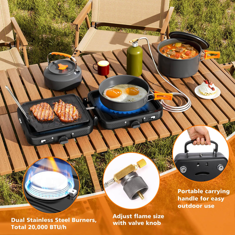 Hisencn camping-stove piezo-ignition provides quick, hassle-free lighting.