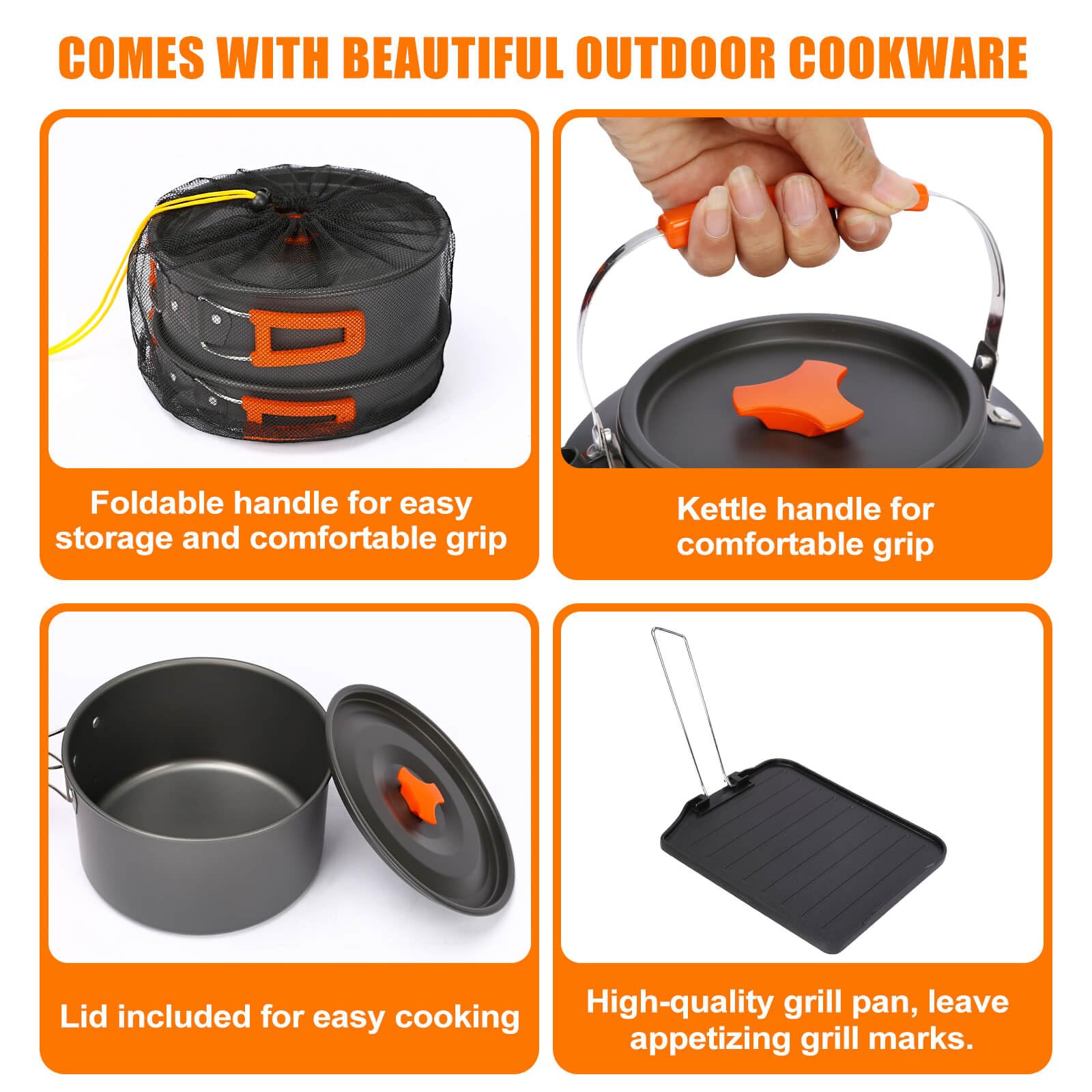Hisencn camping-stove propane-adapters enable compatible fuel options.