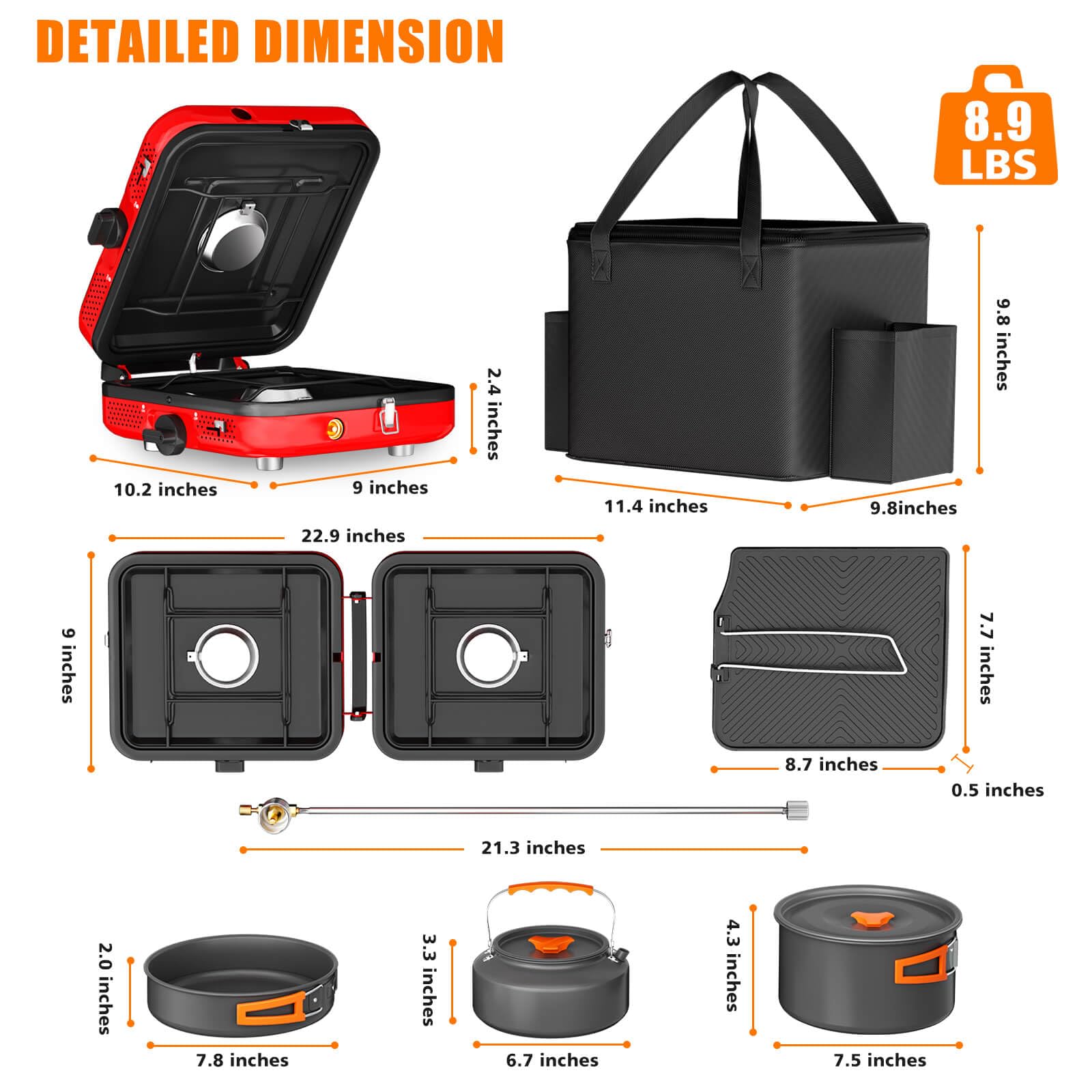 Hisencn camping stove shows propane and butane compatibility for versatile fuel options.