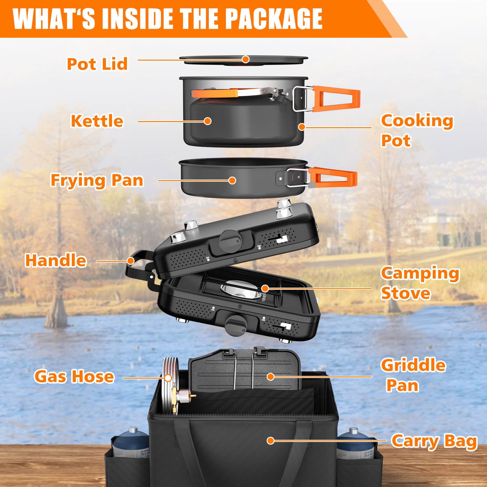 Hisencn camping-stove sturdy-build ensures reliable performance on uneven terrain.