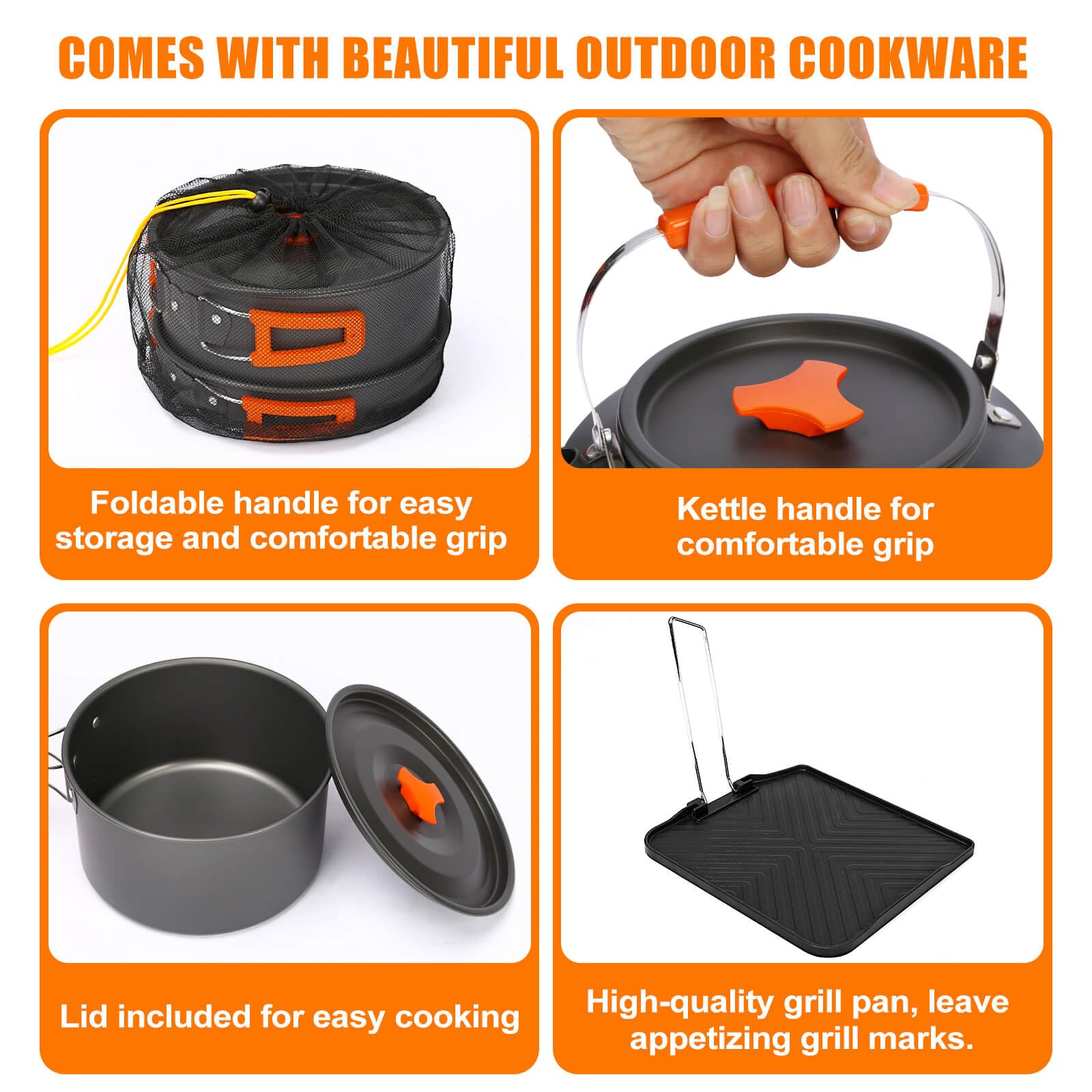 Hisencn non-stick cookware cleans quickly after outdoor meals.