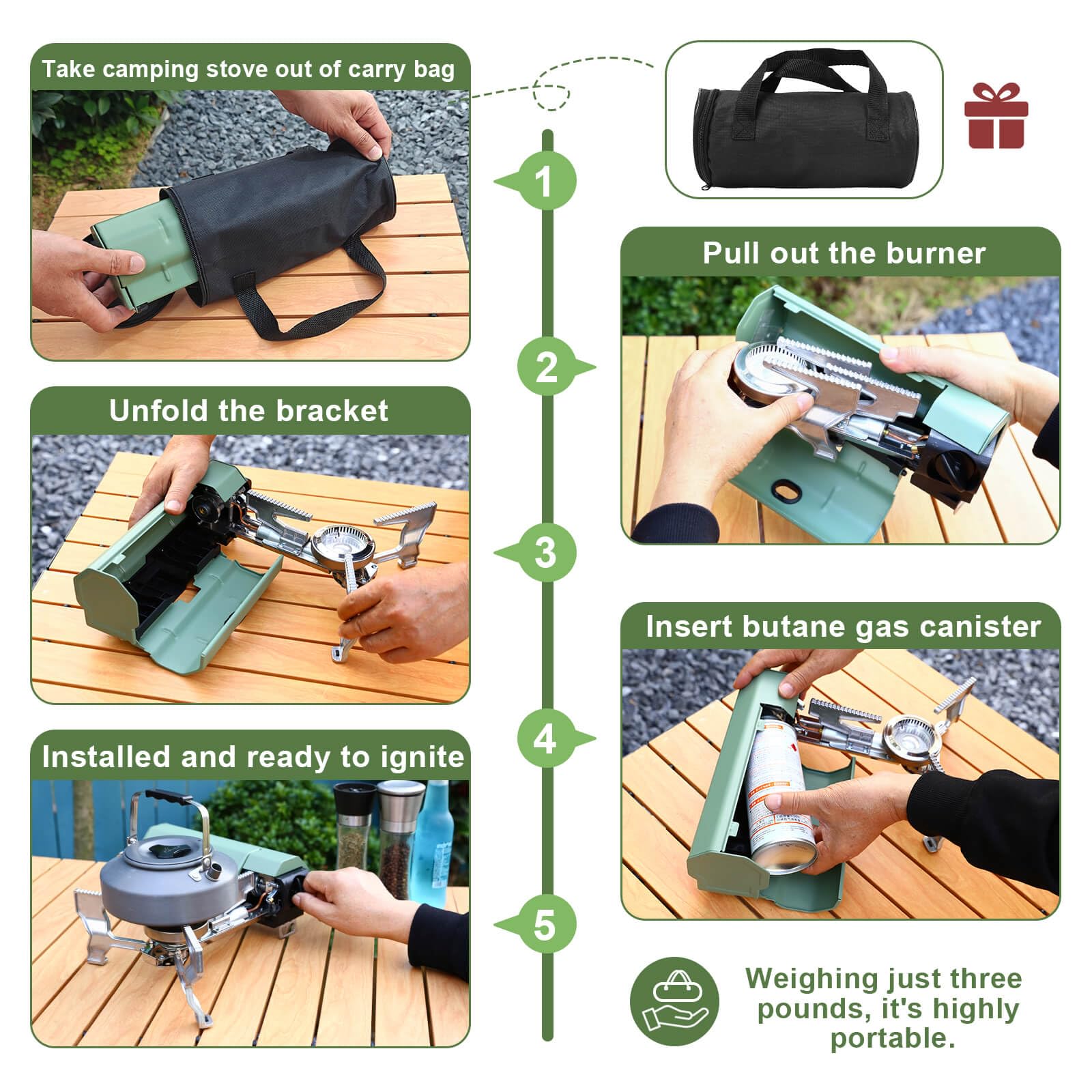 Hisencn portable camping stove windproof hob delivers stable flame in gusty conditions