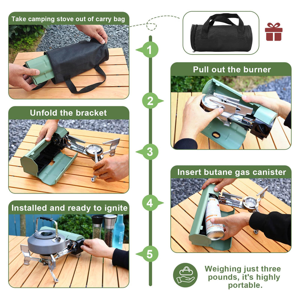 Hisencn portable camping stove windproof hob delivers stable flame in gusty conditions
