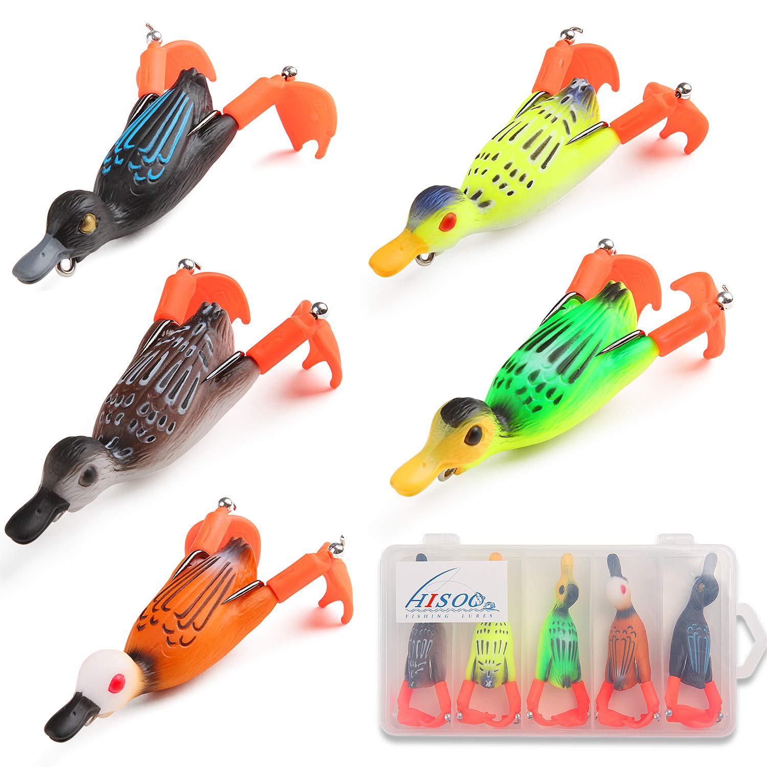 HISOO Duck Lure soft bait with rotating feet disturbs surface to draw strikes