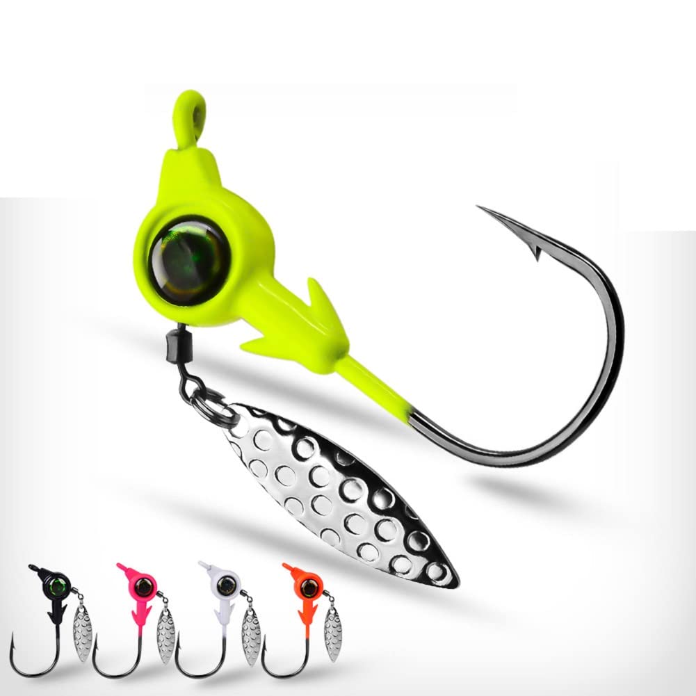 HISOO jig head 3.5g yellow side view showing lifelike head design for bites