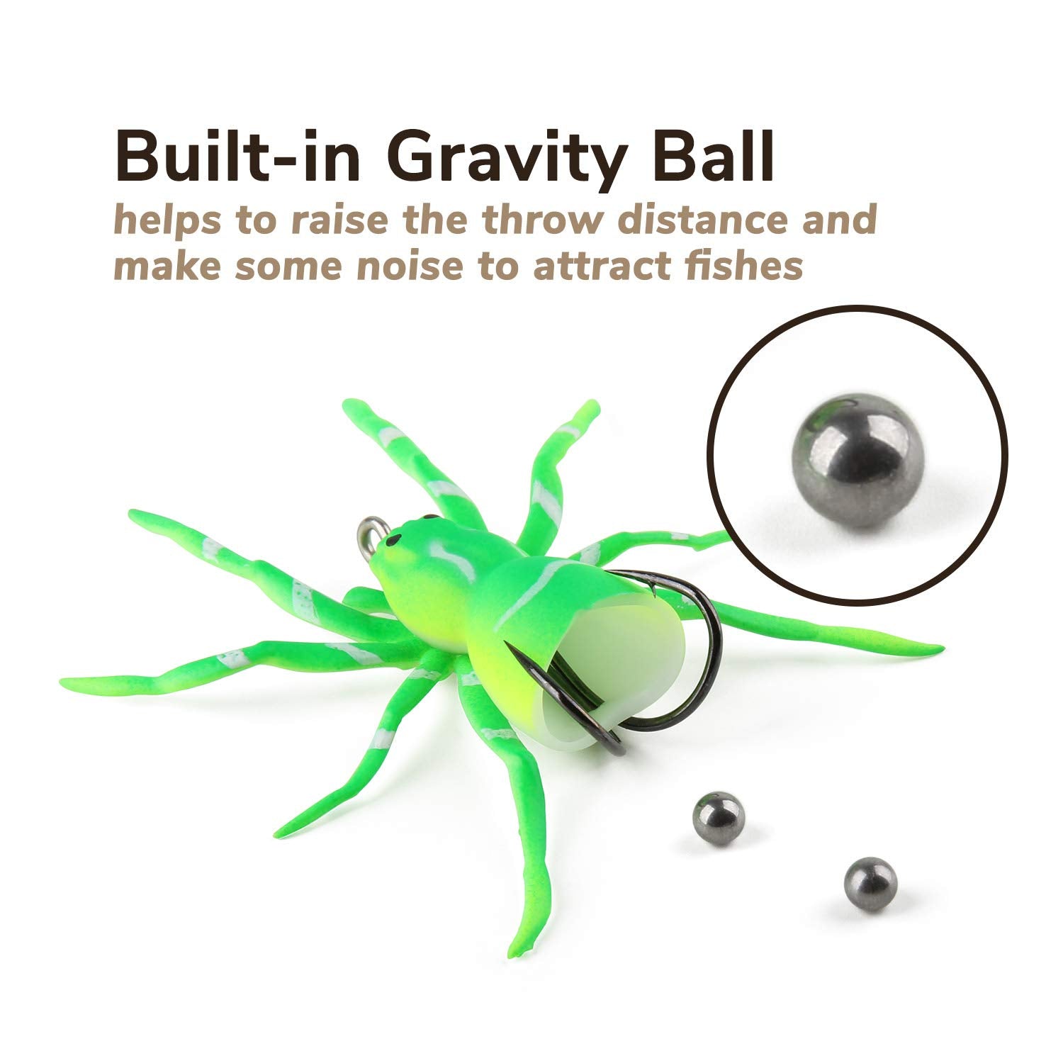 HISOO upper-water target lure with moving legs for lifelike surface action.