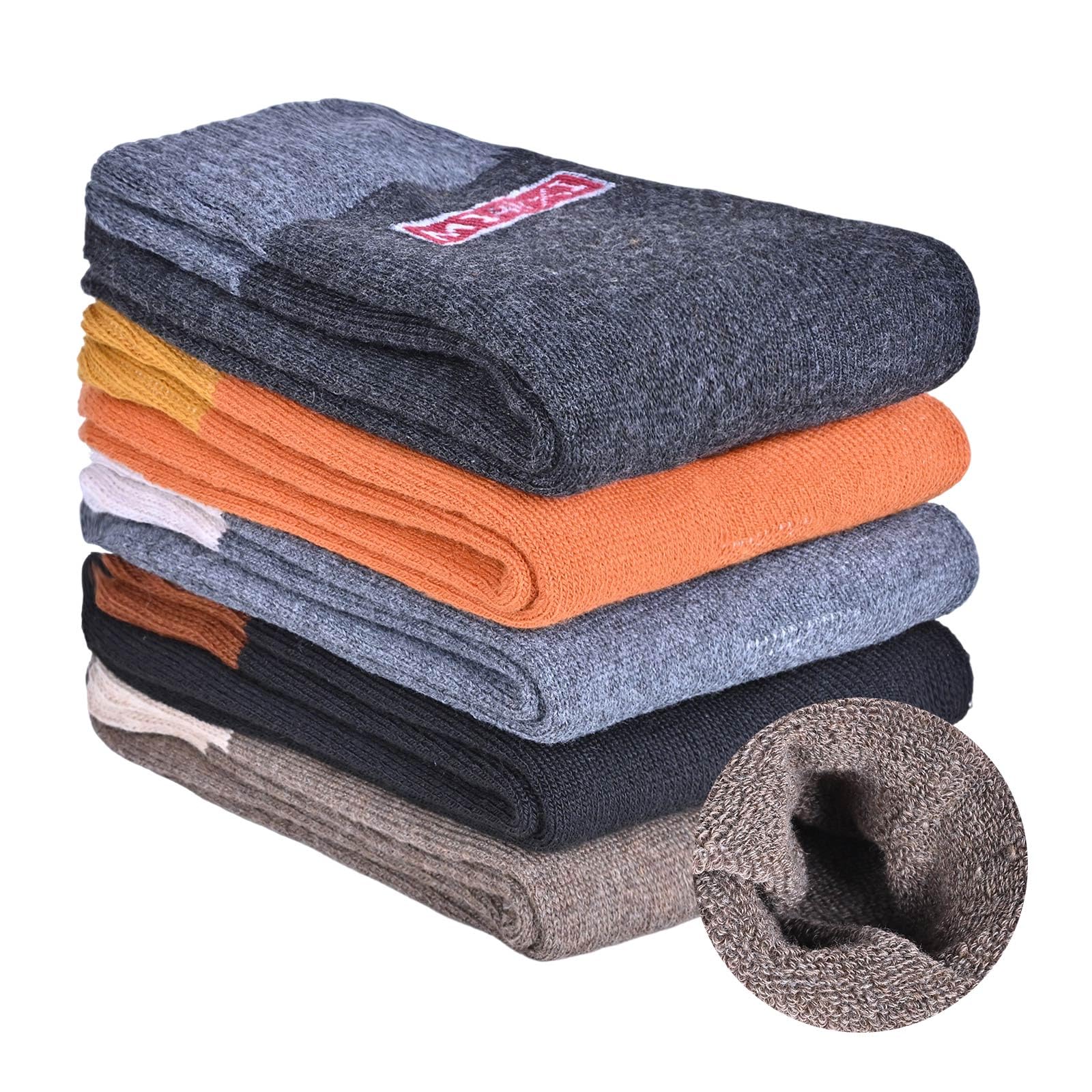 HISUKOY winter thermal socks five-pairs pack for cozy warmth