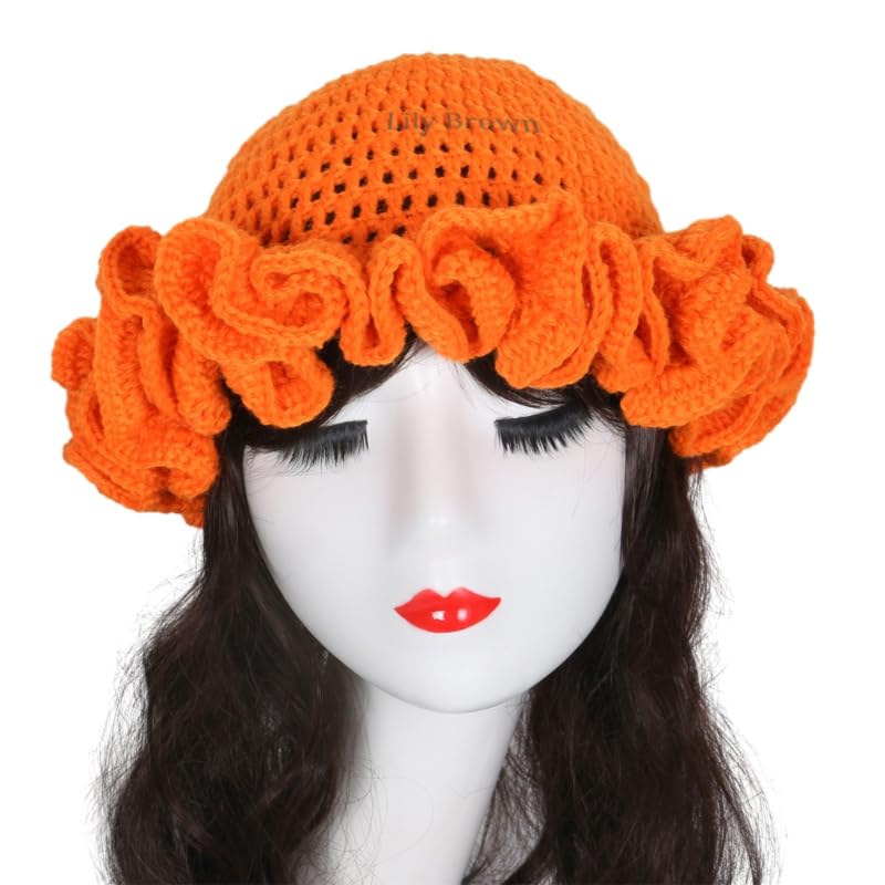 HISYI crochet bucket hat in orange, ideal for sunny days and festivals