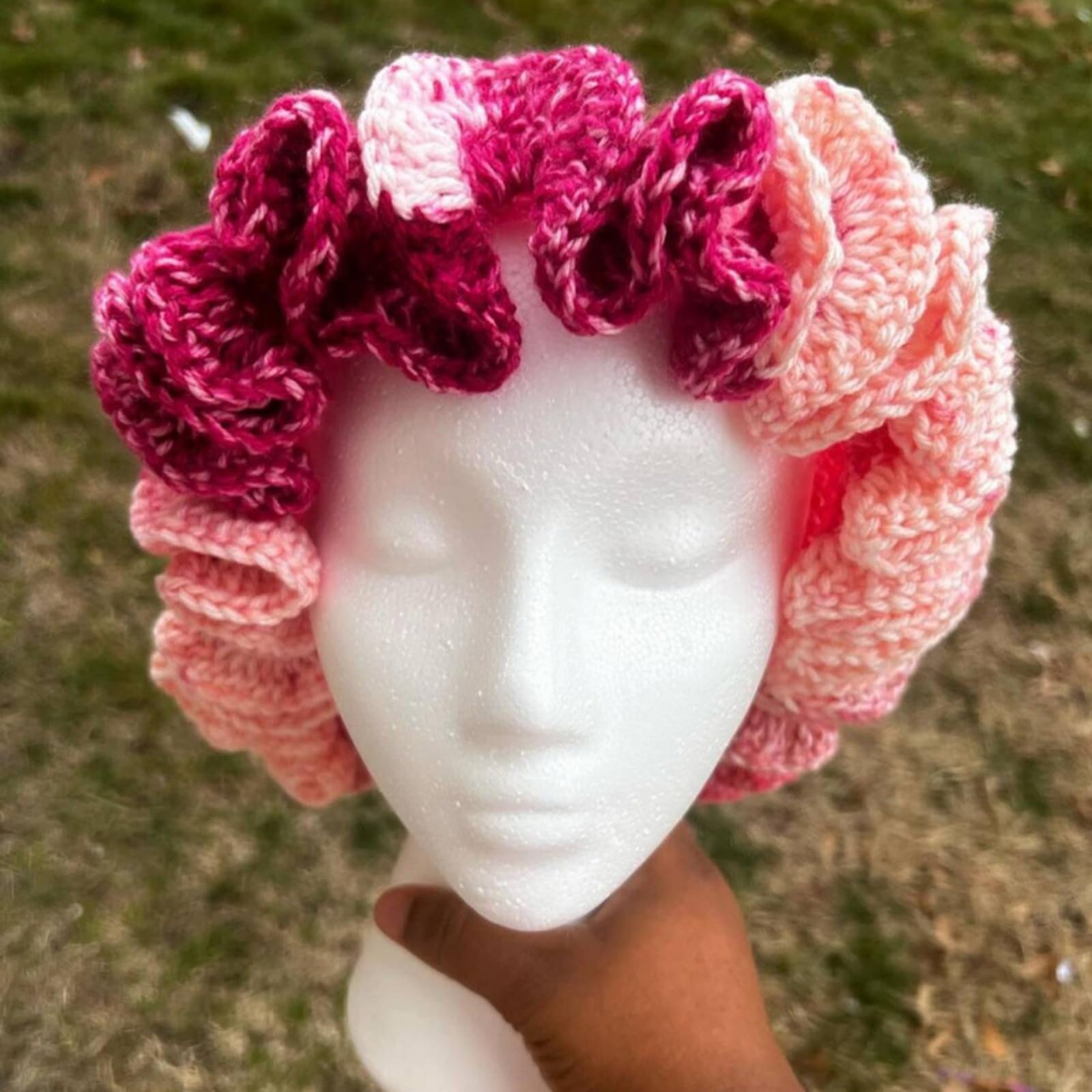 Unisex HISYI crochet hat 56-58 cm in orange with relaxed fit