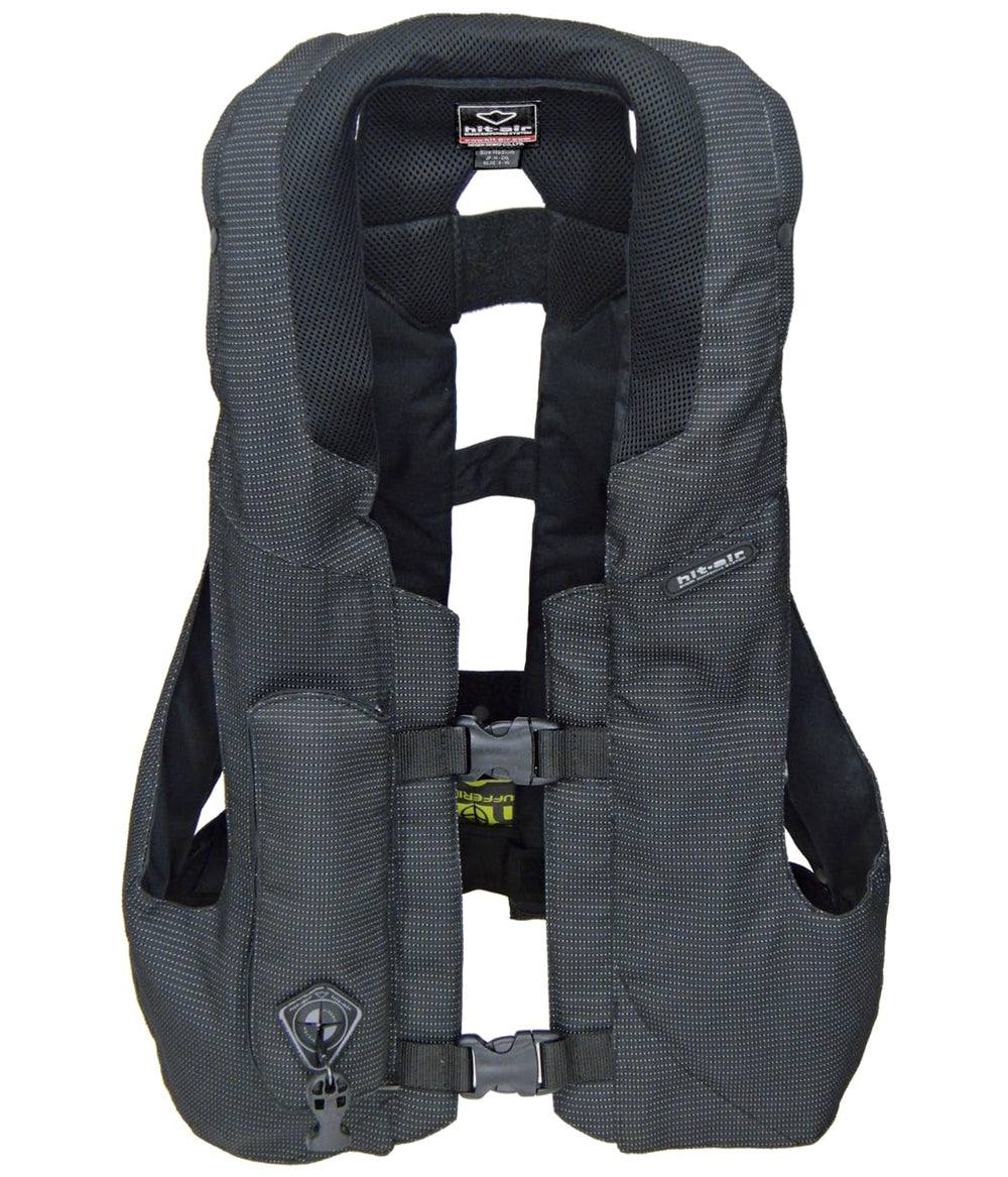 Hit-Air MLV Airbag Vest front view shows lightweight, breathable fit for daily riding.