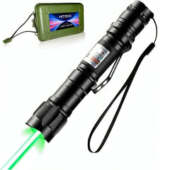 HiTekk high-power green laser pointer beam distance shown for precise night-time presentations.