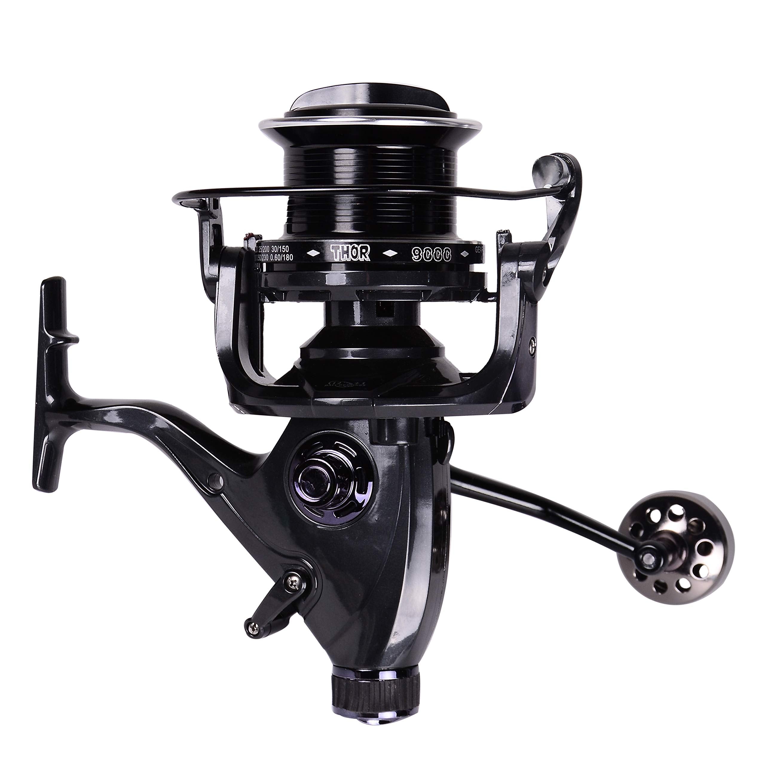 HiUmi THOR10000 reel front view shows durable graphite body for lasting use