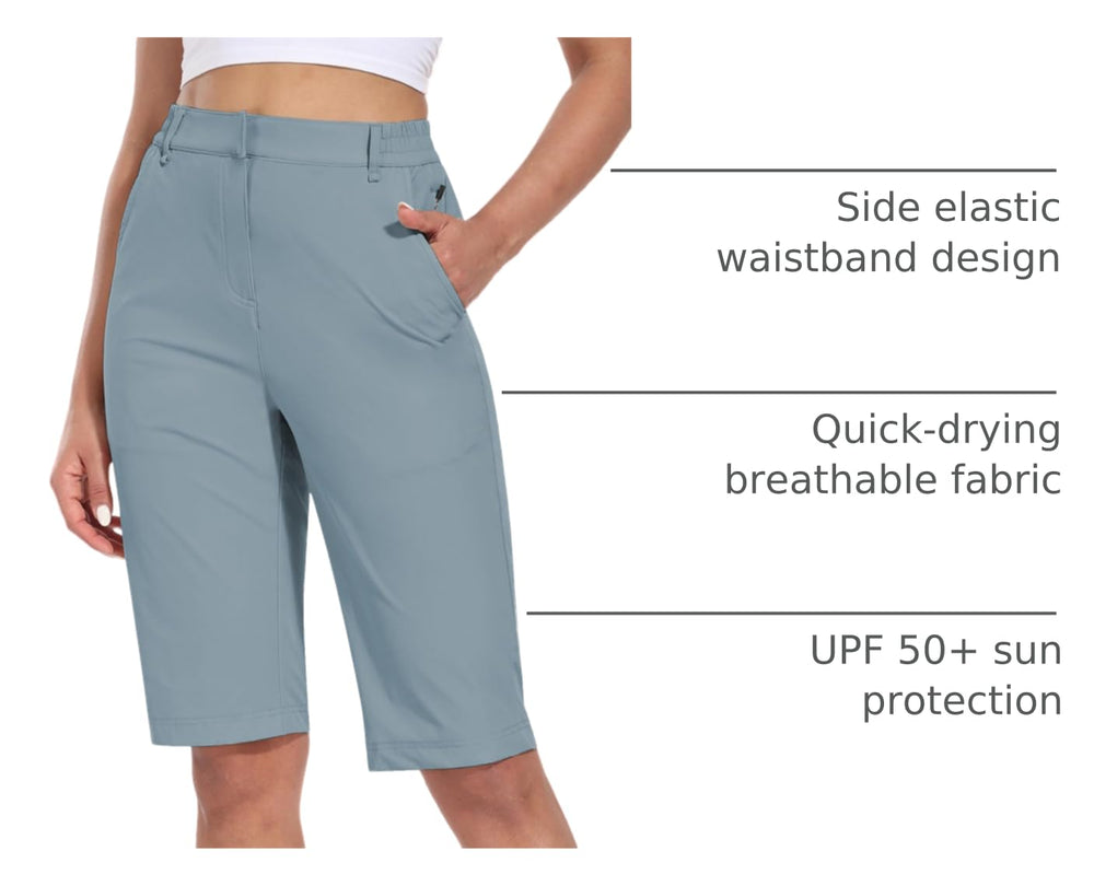 Hiverlay 13-inch Bermuda shorts feature an elastic waist for comfortable movement.