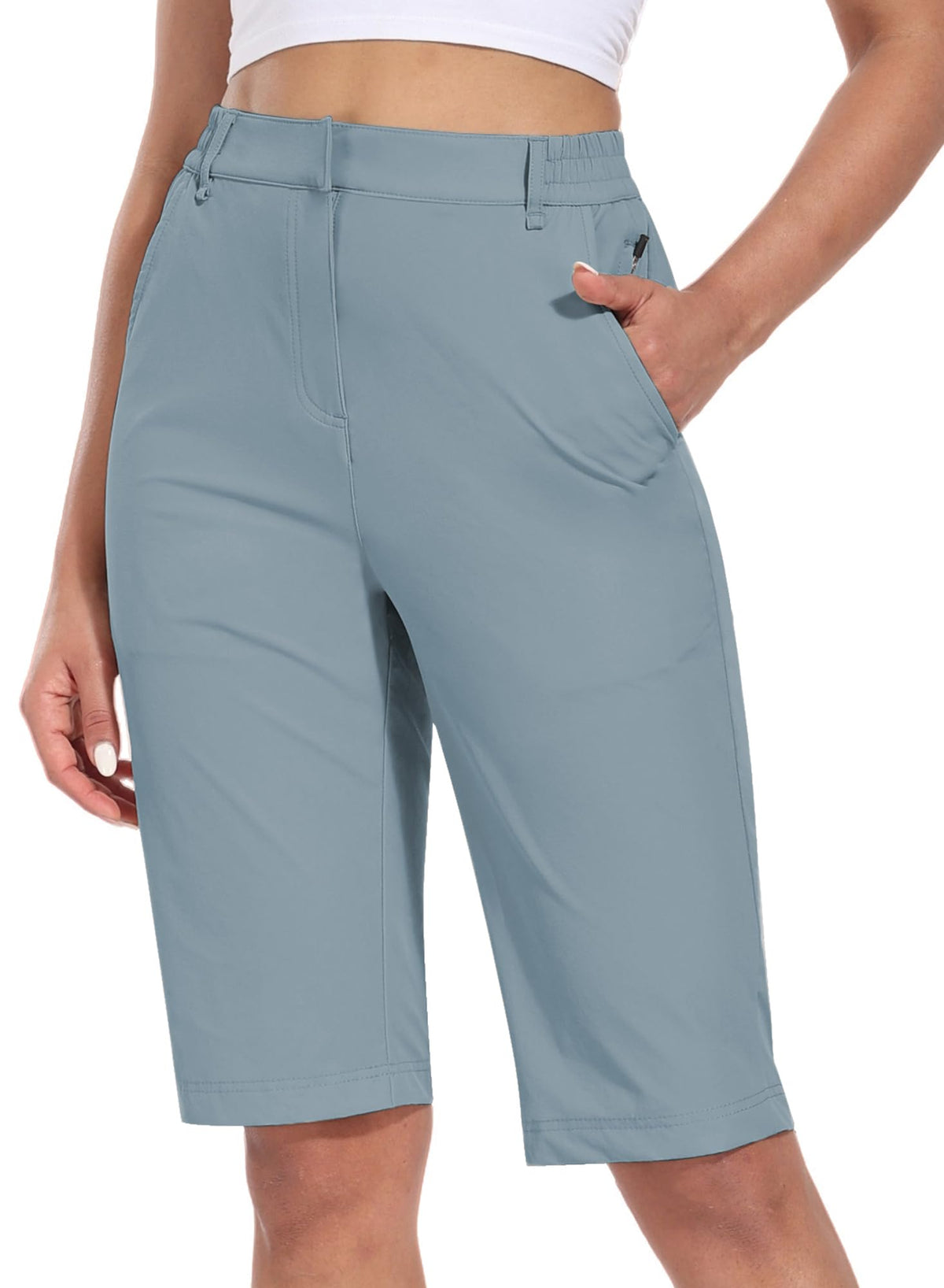 Hiverlay women's golf Bermuda shorts with front pockets for secure daily carry.
