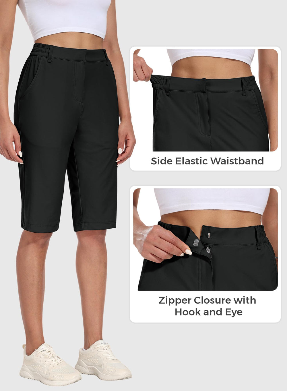 Hiverlay knee-length shorts with breathable fabric for hiking and summer wear