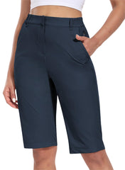 Hiverlay women's golf shorts front pocket example with secure storage for essentials