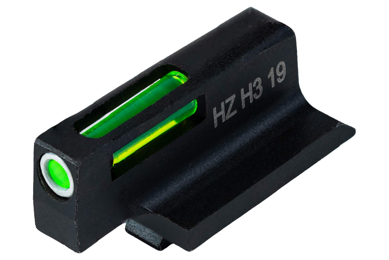 HIVIZ Litewave H3 front sight for Ruger GP100 with green LitePipe enhances daytime visibility.