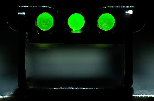 HIVIZ rear sight with green LitePipes, adjusted for windage and elevation.