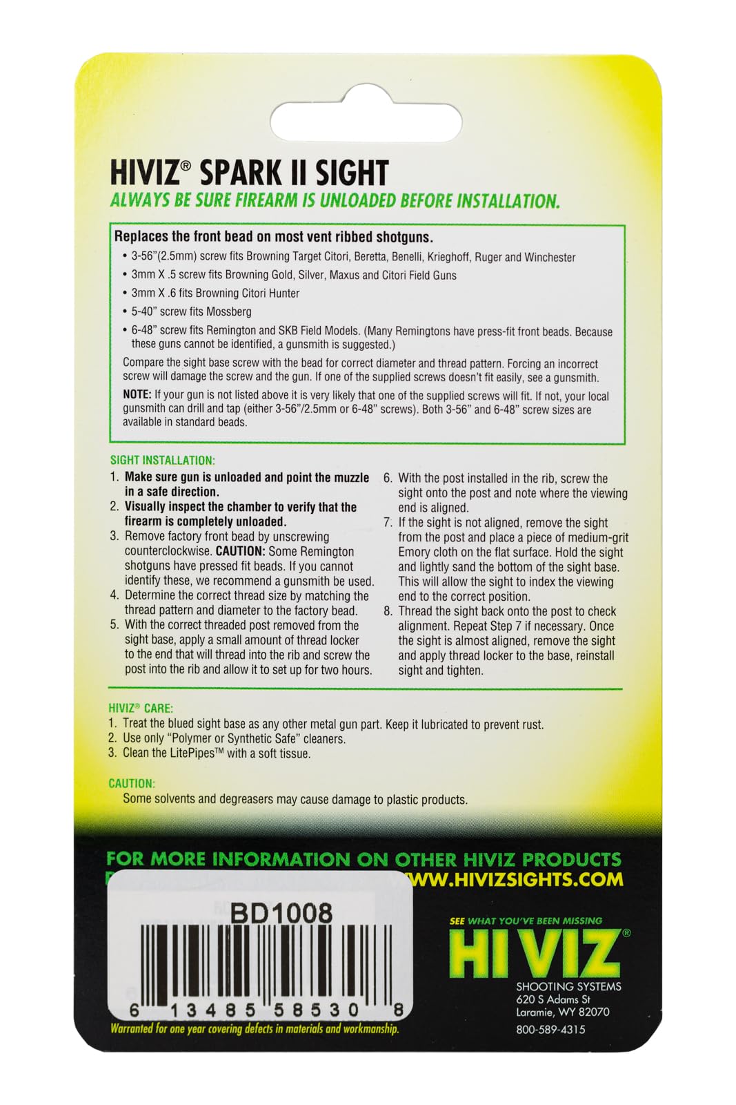 HIVIZ Spark II easy installation fits many shotgun models with minimal setup