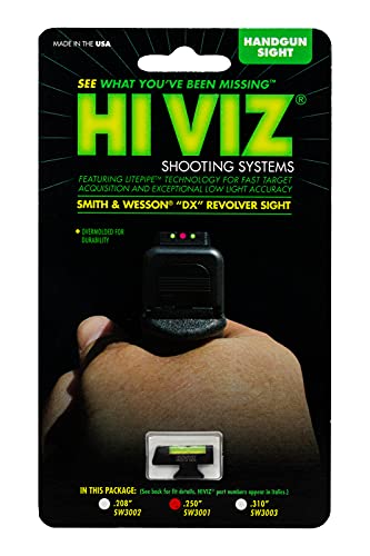 Green LitePipe glow improves visibility in low light for Smith & Wesson revolvers.