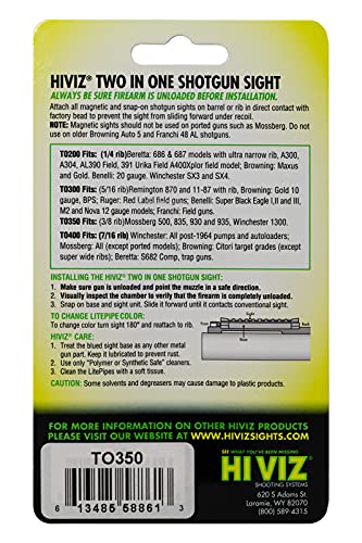 Hiviz Two In One magnetic sight fits Mossberg 500 series for versatile mounting.