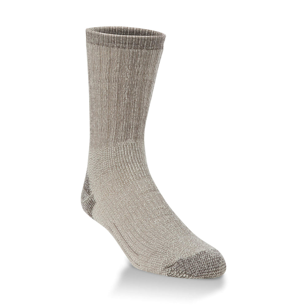 Hiwassee heavy outdoor crew sock in light brown, large, offering durable warmth for cold conditions.