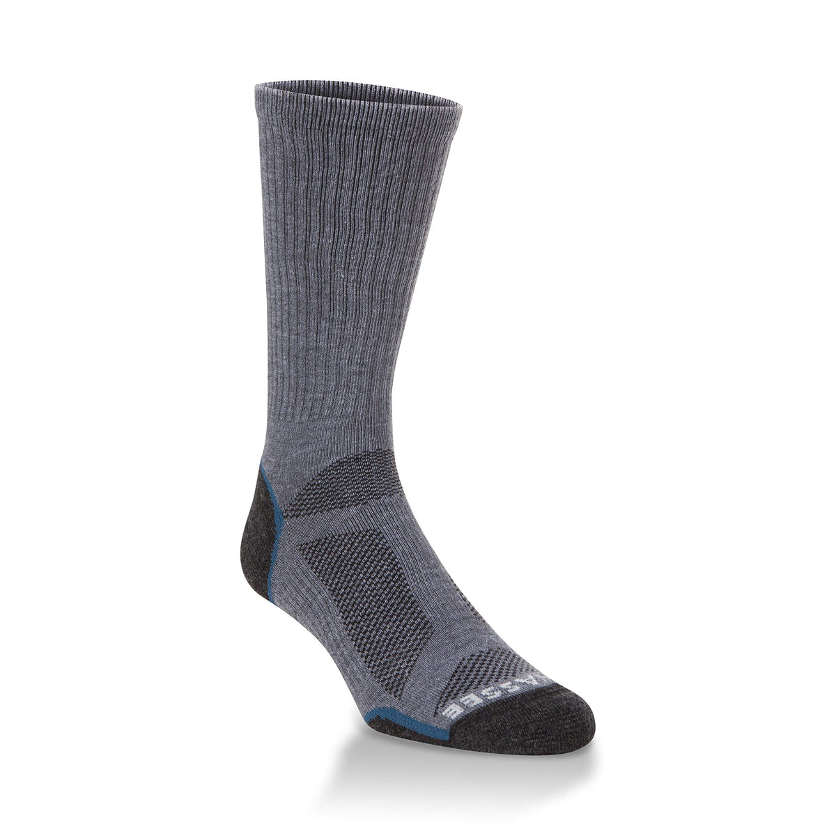 Hiwassee Lightweight Tech Crew Socks in charcoal and blue with cushioned comfort and moisture-wicking performance