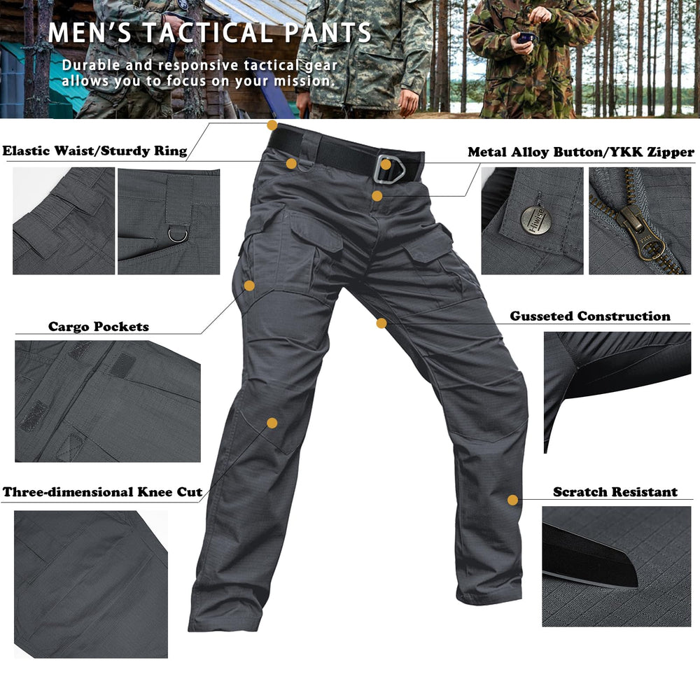 Hiwise all-season tactical pants in charcoal suitable for hiking and daily wear.