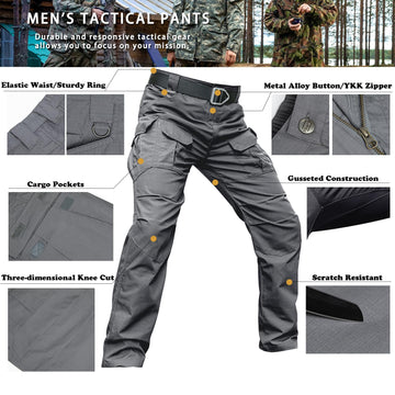 Hiwise men's stretch tactical pants reinforced belt loops and D-ring for gear access