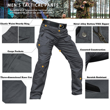 Hiwise charcoal cargo pants offer durable, water-resistant wear for outdoor use