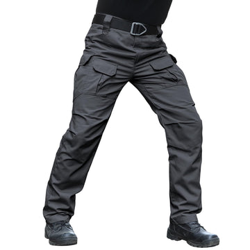 Hiwise men's stretch tactical pants front pocket view highlighting practical cargo storage