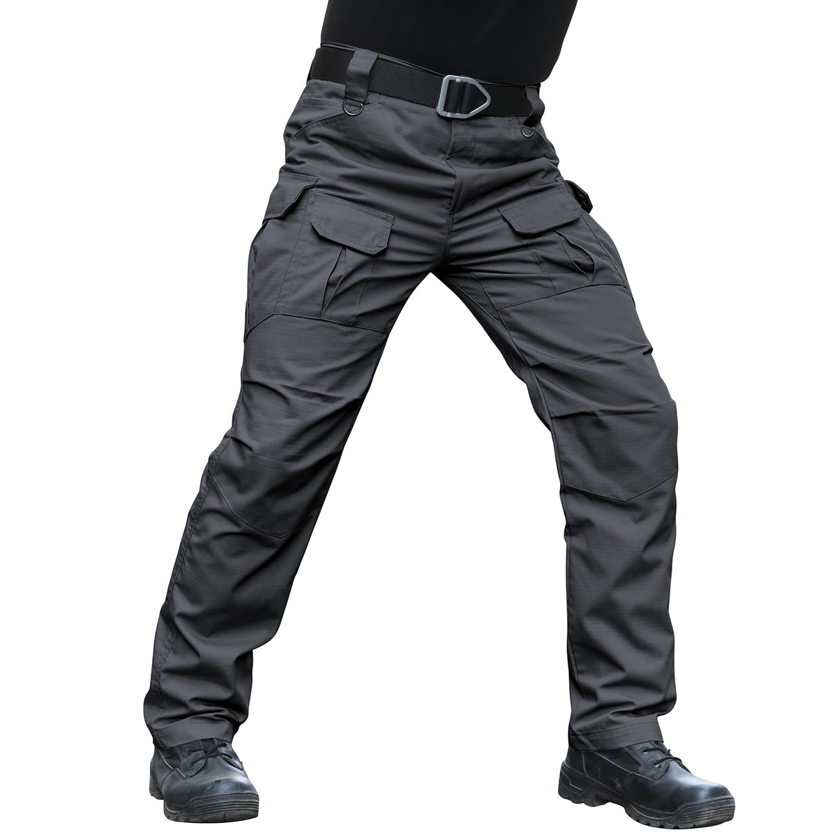 Hiwise men's stretch tactical pants front pocket view highlighting practical cargo storage