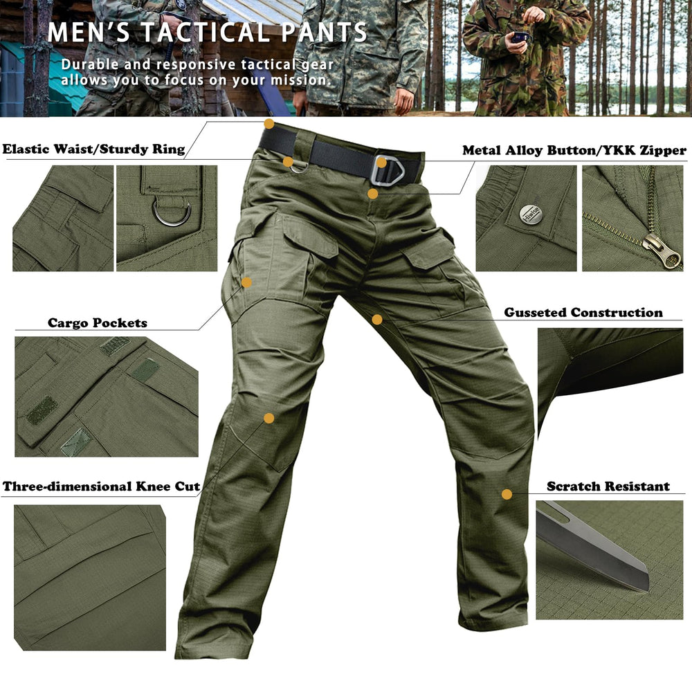 Hiwise men's stretch tactical pants D-ring and belt loops for accessories