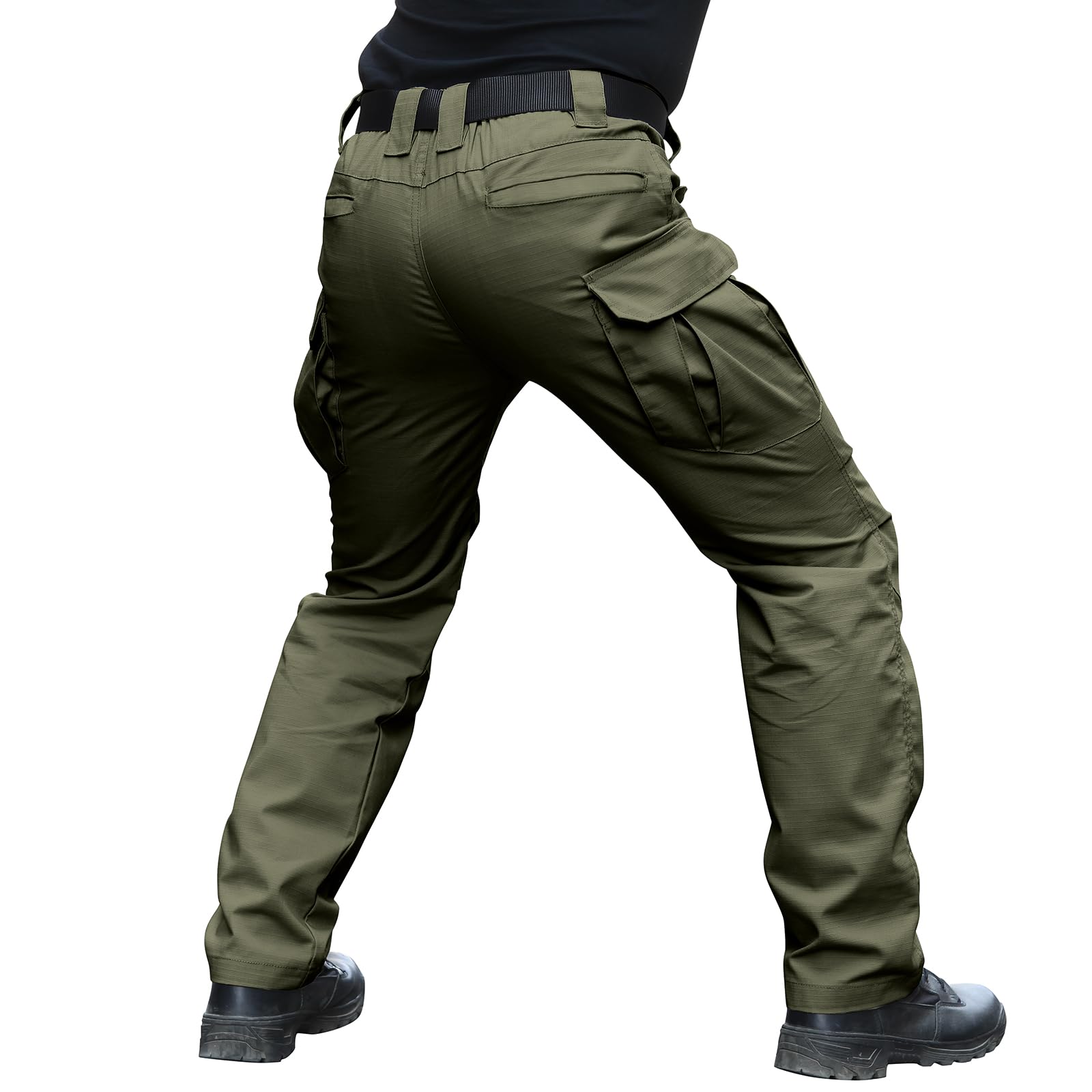 Hiwise men's stretch tactical pants elastic waistband for secure, flexible movement.