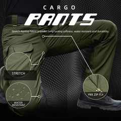 Hiwise men's stretch tactical pants elastic waistband for secure fit