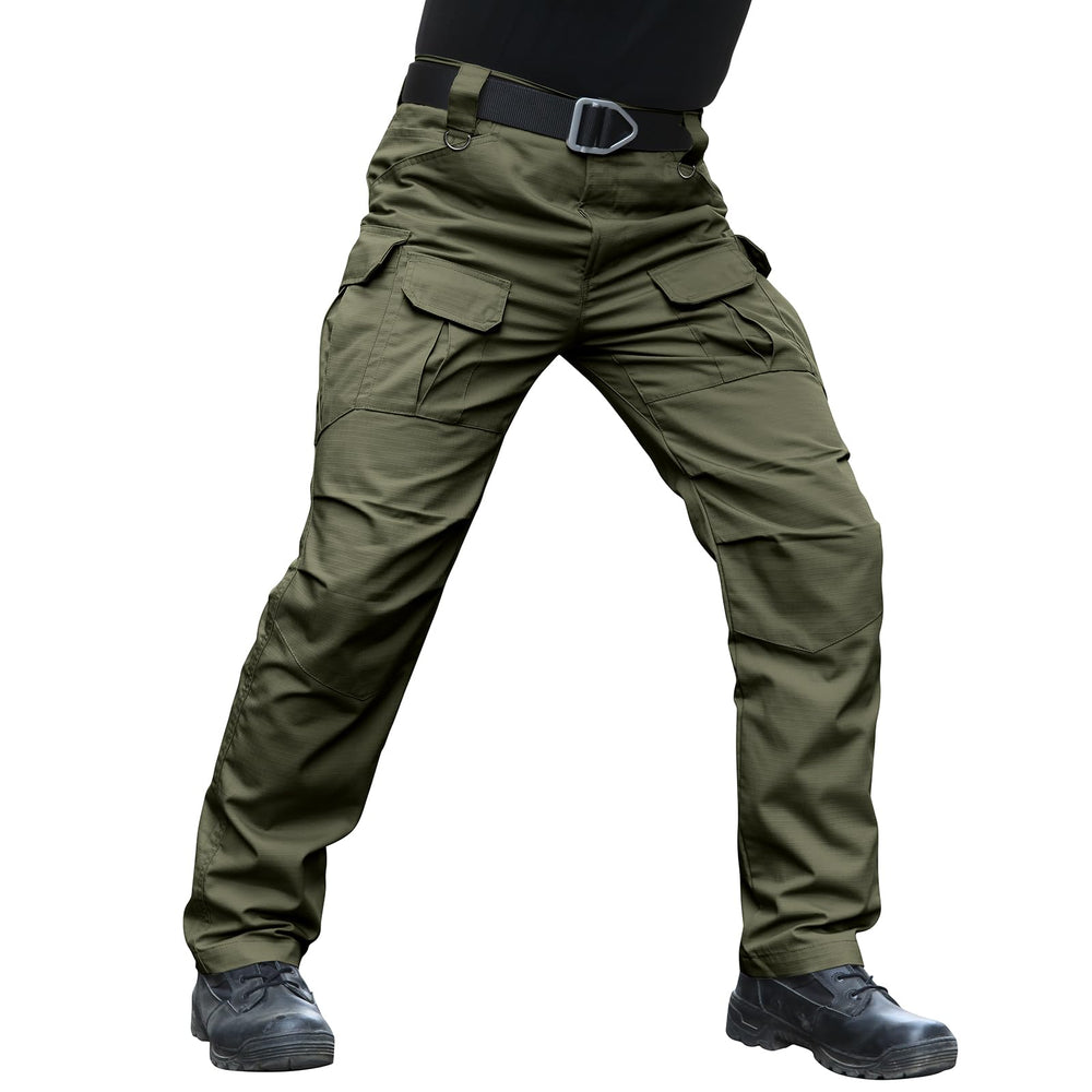 Hiwise men's stretch tactical pants front view shows water-resistant ripstop durability