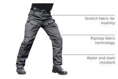 Hiwise men's stretch tactical pants with ten-pocket storage for tools and gear.