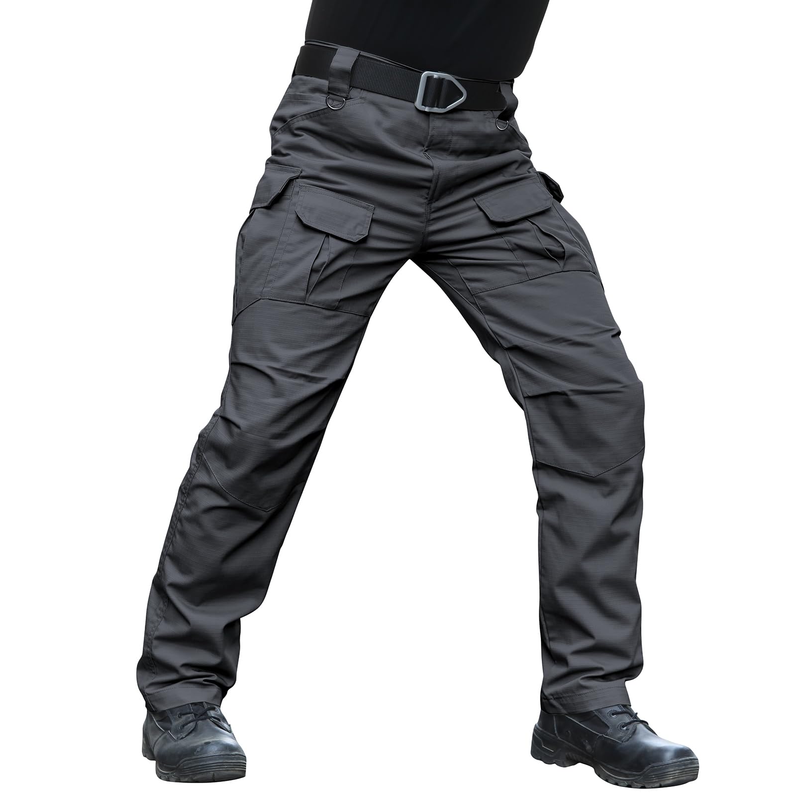 Hiwise men's stretch tactical pants water-resistant ripstop charcoal for outdoor durability