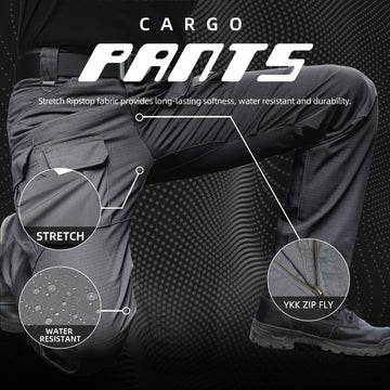 Hiwise men's stretch tactical pants with YKK zip for durable, smooth operation.