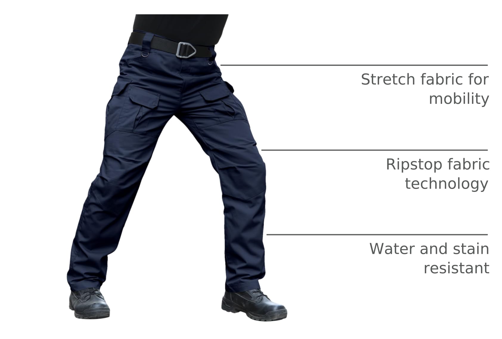 Hiwise knee ergonomic cut allows greater freedom of movement.