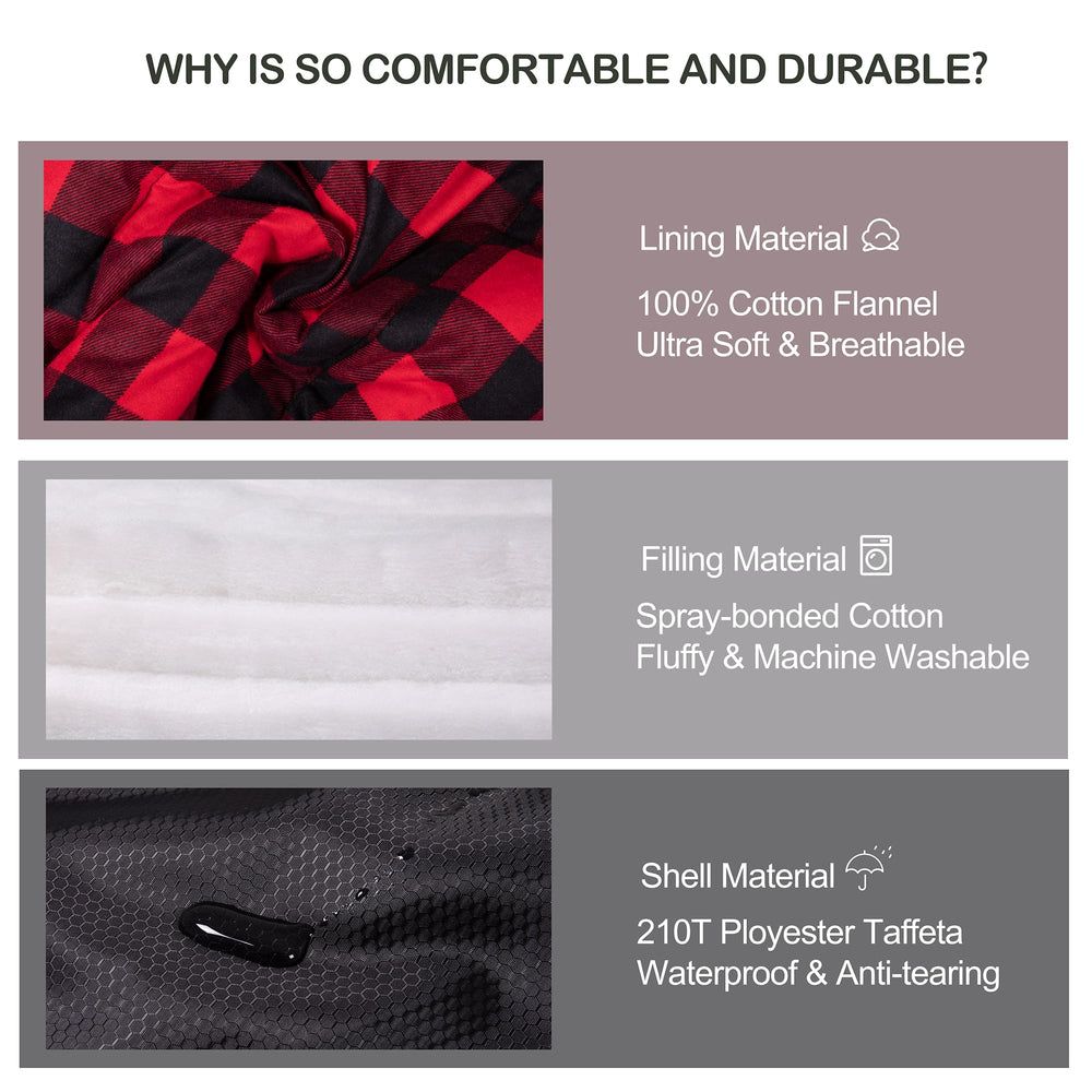 HiZYNICE sleeping bag includes a draft tube to preserve warmth during chilly nights.