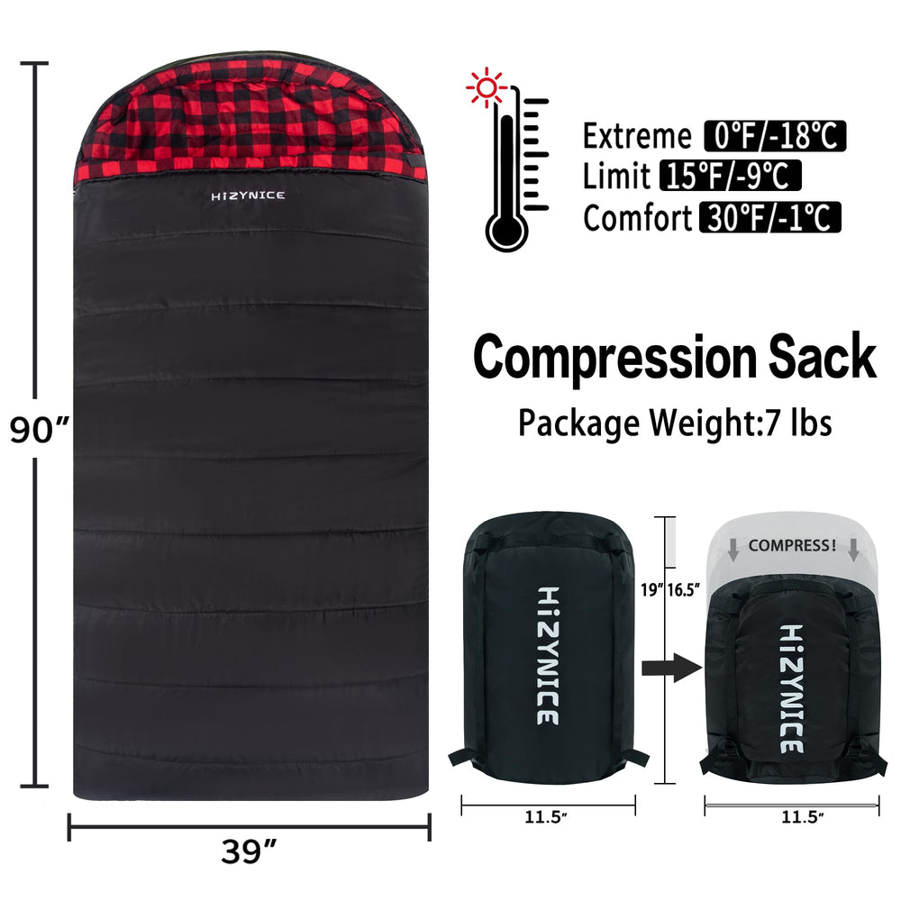HiZYNICE sleeping bag features anti-snag zippers for flexible top or bottom venting.