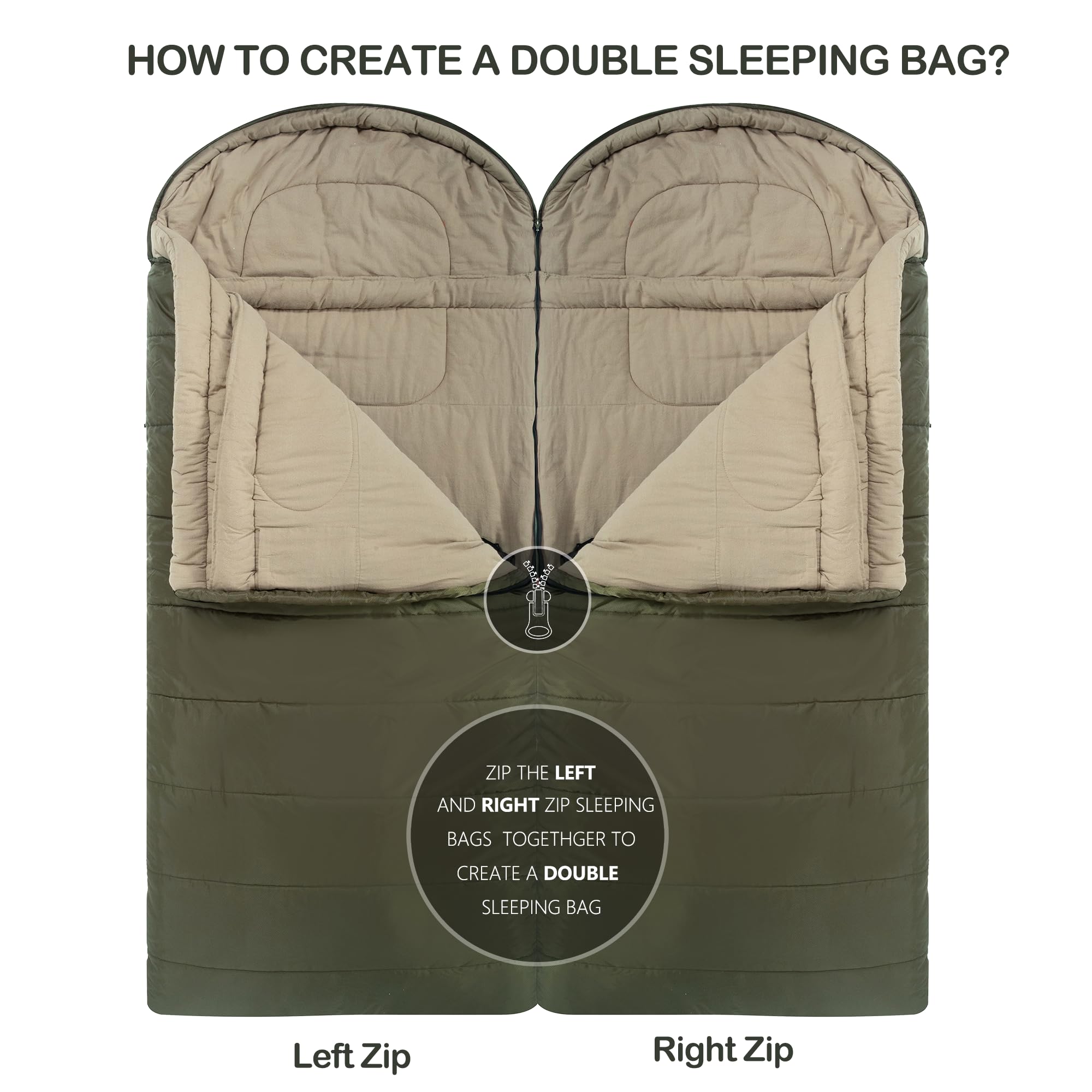 HiZYNICE winter sleeping bag free compression sack for compact camping gear