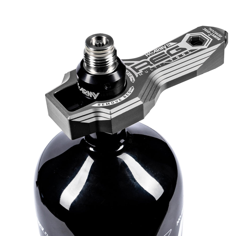 HK Army Tank Regulator Multi-Tool degas area enables safe venting during setup.